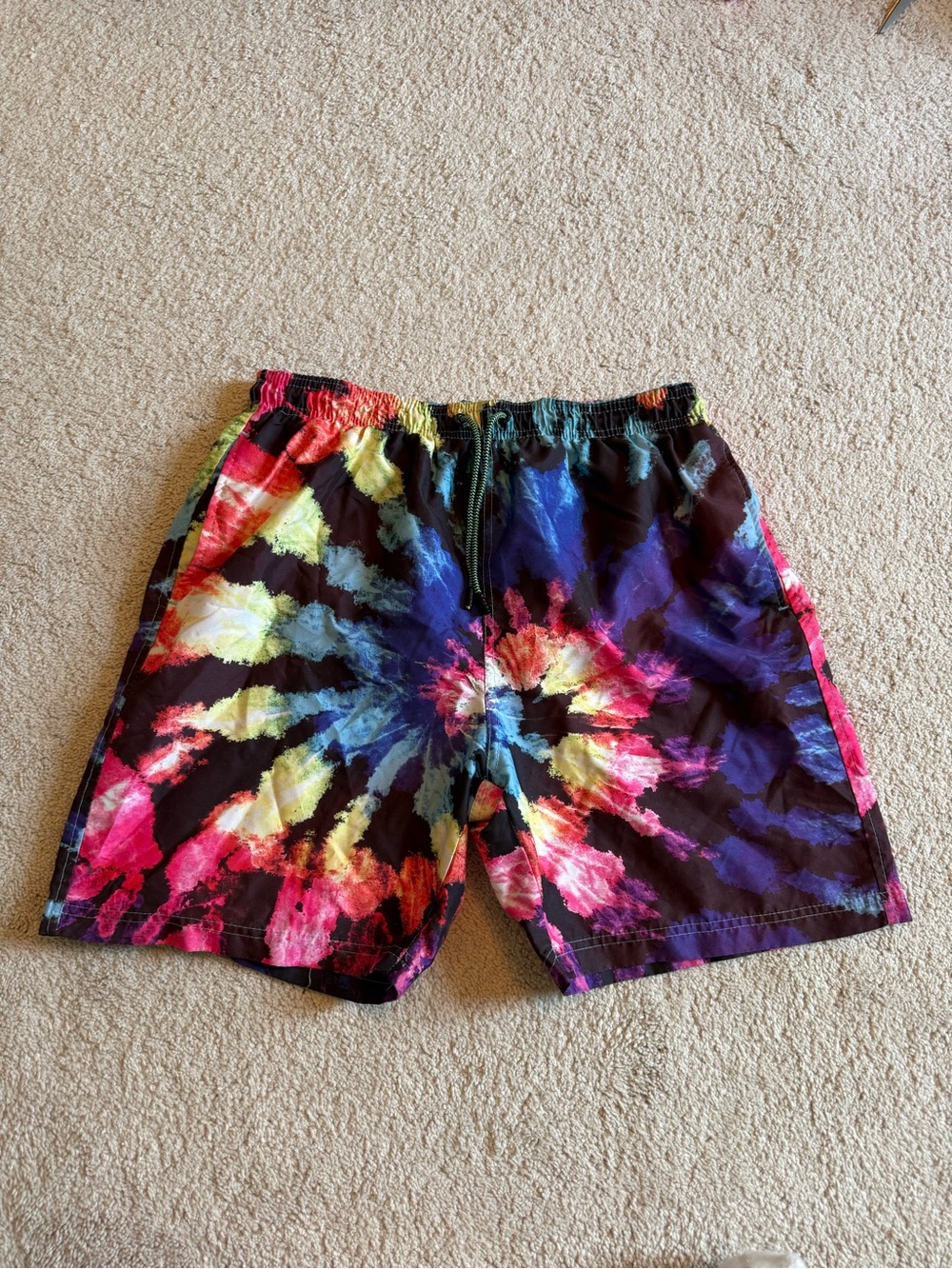 Men's Multicolor Tie-Dye Swim Board Shorts - Vibrant Rainbow